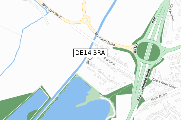 DE14 3RA map - large scale - OS Open Zoomstack (Ordnance Survey)