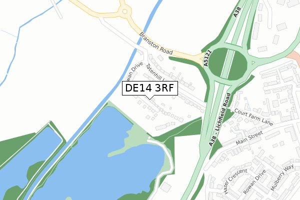 DE14 3RF map - large scale - OS Open Zoomstack (Ordnance Survey)