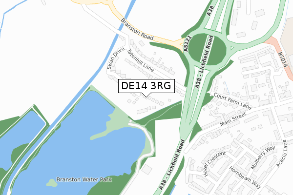 DE14 3RG map - large scale - OS Open Zoomstack (Ordnance Survey)