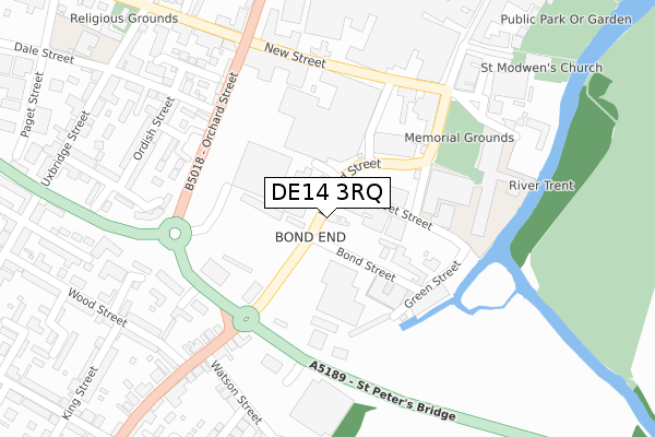 DE14 3RQ map - large scale - OS Open Zoomstack (Ordnance Survey)