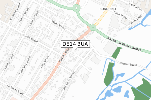 DE14 3UA map - large scale - OS Open Zoomstack (Ordnance Survey)