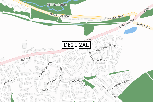 DE21 2AL map - large scale - OS Open Zoomstack (Ordnance Survey)