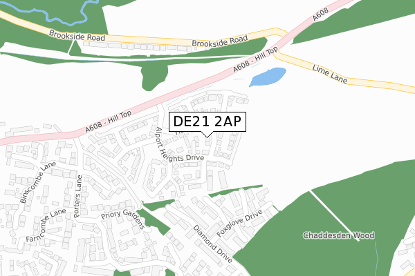 DE21 2AP map - large scale - OS Open Zoomstack (Ordnance Survey)