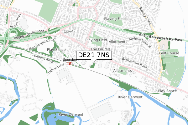 DE21 7NS map - small scale - OS Open Zoomstack (Ordnance Survey)