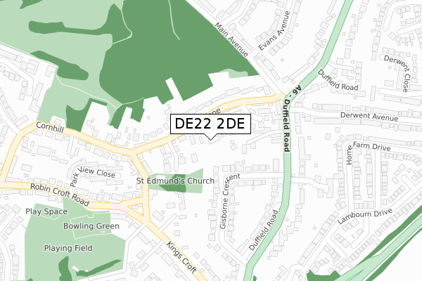 DE22 2DE map - large scale - OS Open Zoomstack (Ordnance Survey)