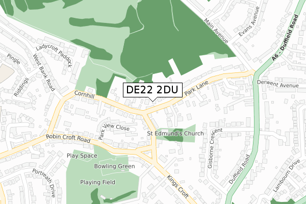 DE22 2DU map - large scale - OS Open Zoomstack (Ordnance Survey)