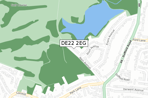 DE22 2EG map - large scale - OS Open Zoomstack (Ordnance Survey)