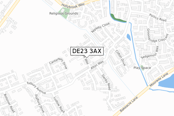 DE23 3AX map - large scale - OS Open Zoomstack (Ordnance Survey)