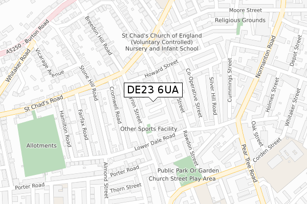 DE23 6UA map - large scale - OS Open Zoomstack (Ordnance Survey)