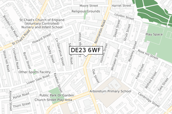 DE23 6WF map - large scale - OS Open Zoomstack (Ordnance Survey)