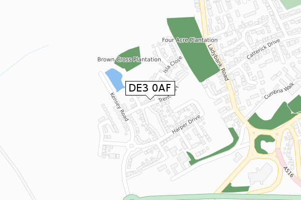 DE3 0AF map - large scale - OS Open Zoomstack (Ordnance Survey)