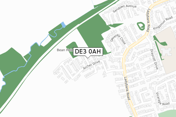 DE3 0AH map - large scale - OS Open Zoomstack (Ordnance Survey)