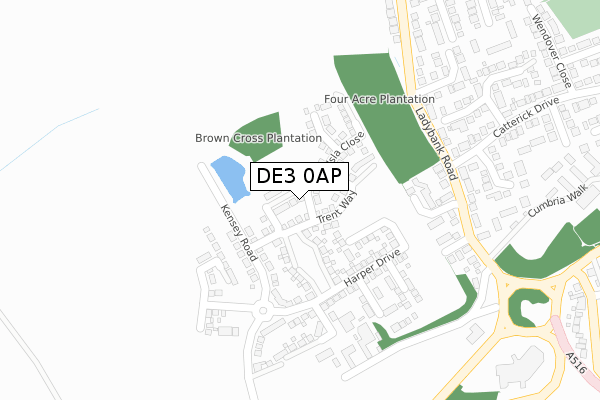 DE3 0AP map - large scale - OS Open Zoomstack (Ordnance Survey)