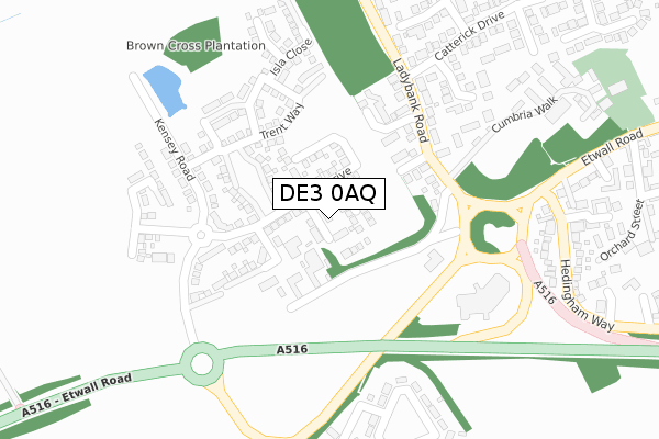 DE3 0AQ map - large scale - OS Open Zoomstack (Ordnance Survey)