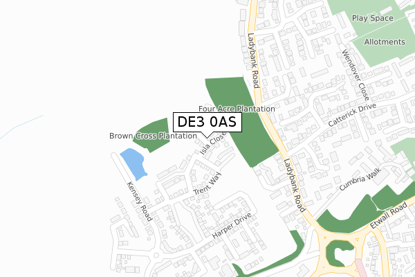 DE3 0AS map - large scale - OS Open Zoomstack (Ordnance Survey)