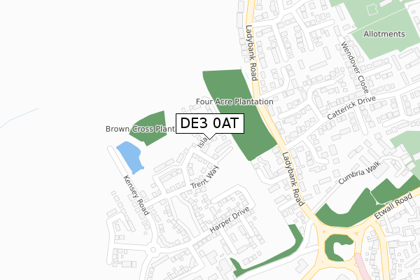 DE3 0AT map - large scale - OS Open Zoomstack (Ordnance Survey)