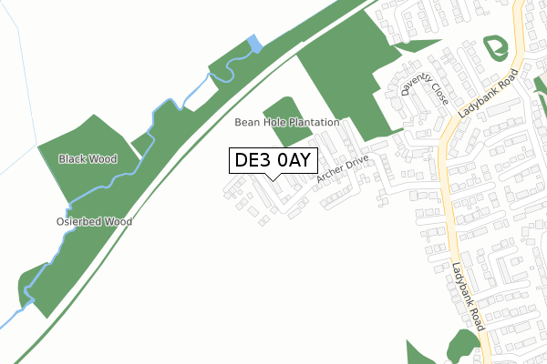 DE3 0AY map - large scale - OS Open Zoomstack (Ordnance Survey)