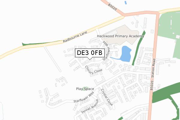 DE3 0FB map - large scale - OS Open Zoomstack (Ordnance Survey)