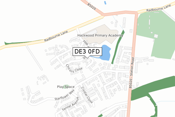 DE3 0FD map - large scale - OS Open Zoomstack (Ordnance Survey)