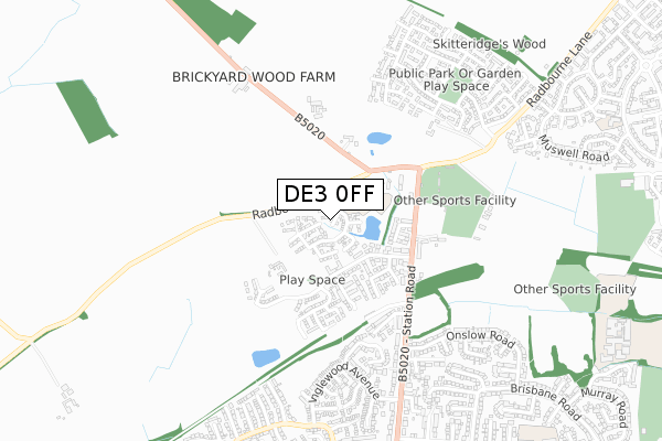 DE3 0FF map - small scale - OS Open Zoomstack (Ordnance Survey)