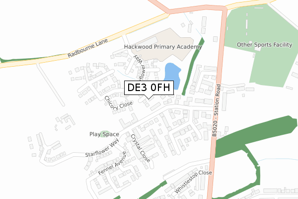 DE3 0FH map - large scale - OS Open Zoomstack (Ordnance Survey)