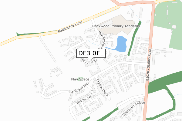 DE3 0FL map - large scale - OS Open Zoomstack (Ordnance Survey)