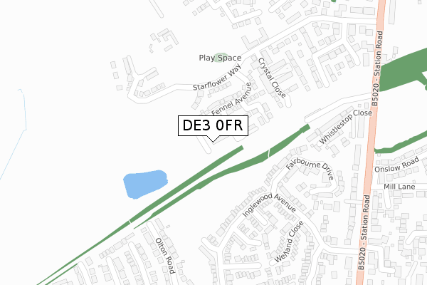 DE3 0FR map - large scale - OS Open Zoomstack (Ordnance Survey)