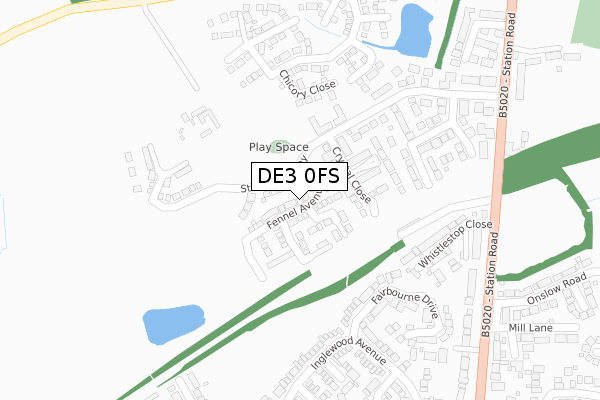 DE3 0FS map - large scale - OS Open Zoomstack (Ordnance Survey)