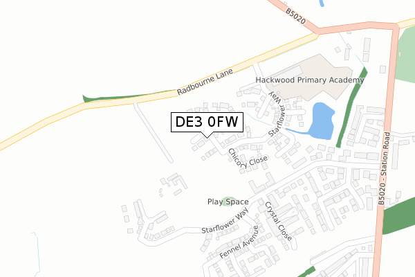 DE3 0FW map - large scale - OS Open Zoomstack (Ordnance Survey)