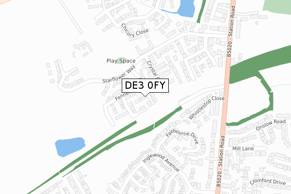 DE3 0FY map - large scale - OS Open Zoomstack (Ordnance Survey)