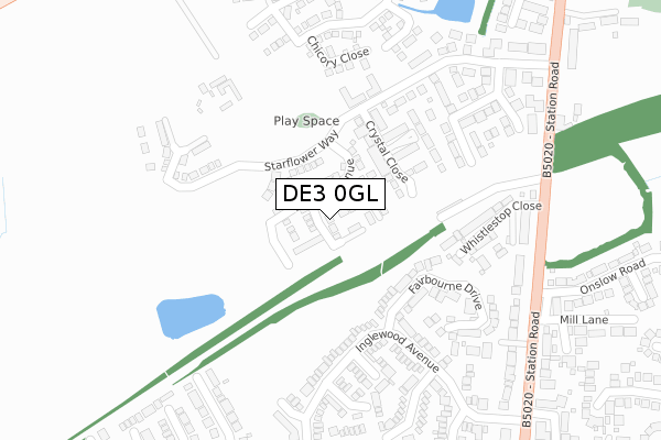 DE3 0GL map - large scale - OS Open Zoomstack (Ordnance Survey)