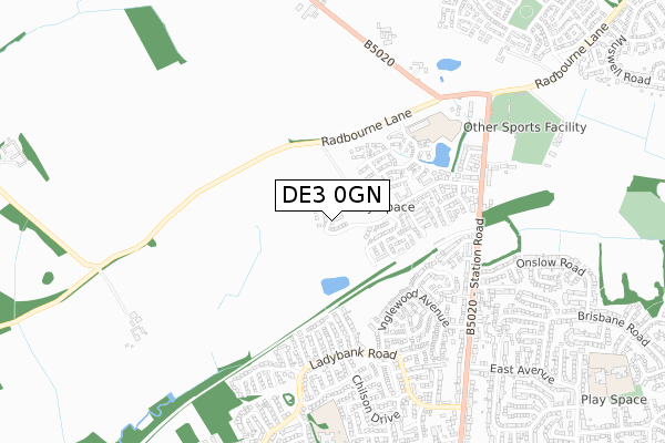 DE3 0GN map - small scale - OS Open Zoomstack (Ordnance Survey)