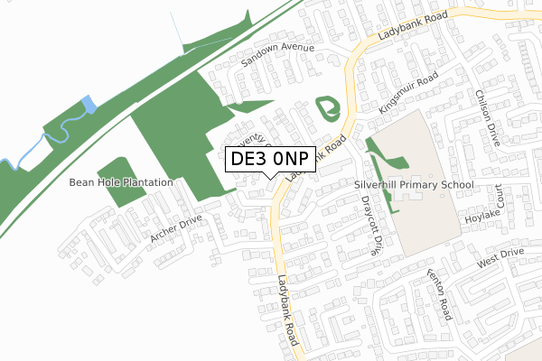 DE3 0NP map - large scale - OS Open Zoomstack (Ordnance Survey)