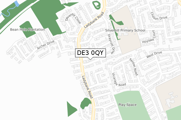 DE3 0QY map - large scale - OS Open Zoomstack (Ordnance Survey)