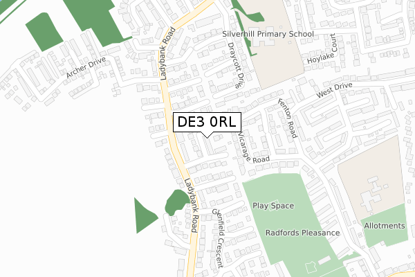 DE3 0RL map - large scale - OS Open Zoomstack (Ordnance Survey)