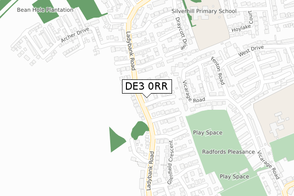 DE3 0RR map - large scale - OS Open Zoomstack (Ordnance Survey)