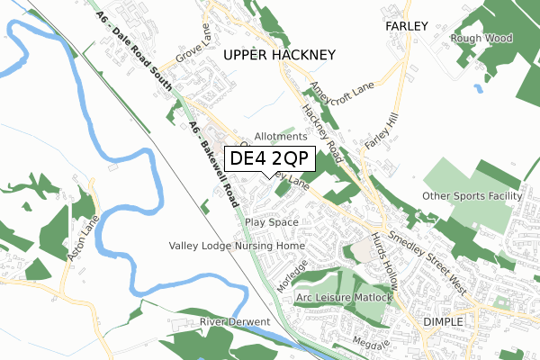 DE4 2QP map - small scale - OS Open Zoomstack (Ordnance Survey)