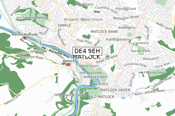 DE4 9EH map - small scale - OS Open Zoomstack (Ordnance Survey)