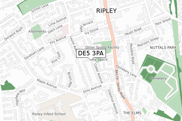 DE5 3PA map - large scale - OS Open Zoomstack (Ordnance Survey)