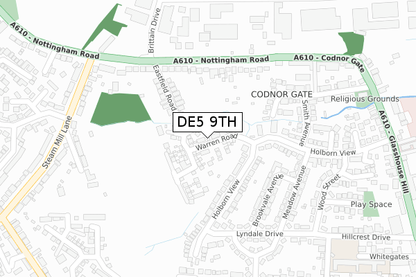 DE5 9TH map - large scale - OS Open Zoomstack (Ordnance Survey)