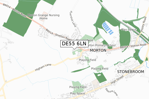 DE55 6LN map - small scale - OS Open Zoomstack (Ordnance Survey)