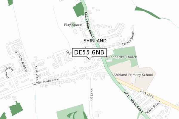 DE55 6NB map - large scale - OS Open Zoomstack (Ordnance Survey)