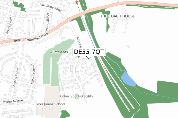 DE55 7QT map - large scale - OS Open Zoomstack (Ordnance Survey)