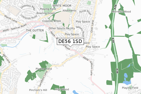 DE56 1SD map - small scale - OS Open Zoomstack (Ordnance Survey)