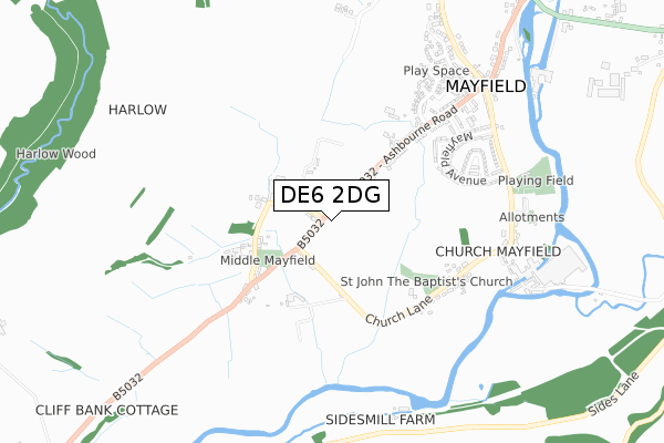 DE6 2DG map - small scale - OS Open Zoomstack (Ordnance Survey)