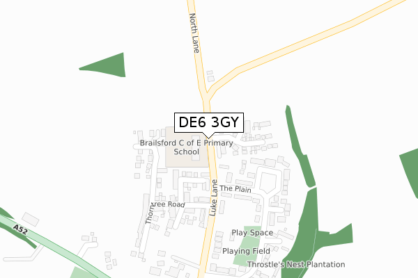 DE6 3GY map - large scale - OS Open Zoomstack (Ordnance Survey)