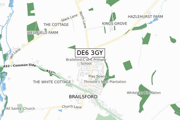 DE6 3GY map - small scale - OS Open Zoomstack (Ordnance Survey)