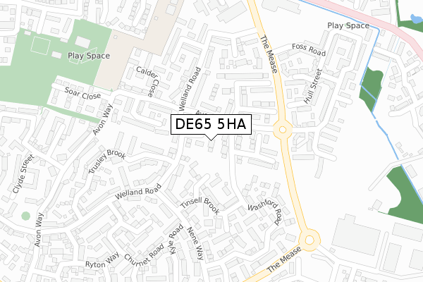 DE65 5HA map - large scale - OS Open Zoomstack (Ordnance Survey)