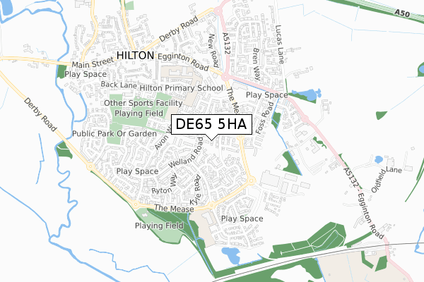 DE65 5HA map - small scale - OS Open Zoomstack (Ordnance Survey)