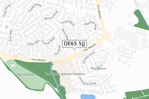 DE65 5JJ map - large scale - OS Open Zoomstack (Ordnance Survey)